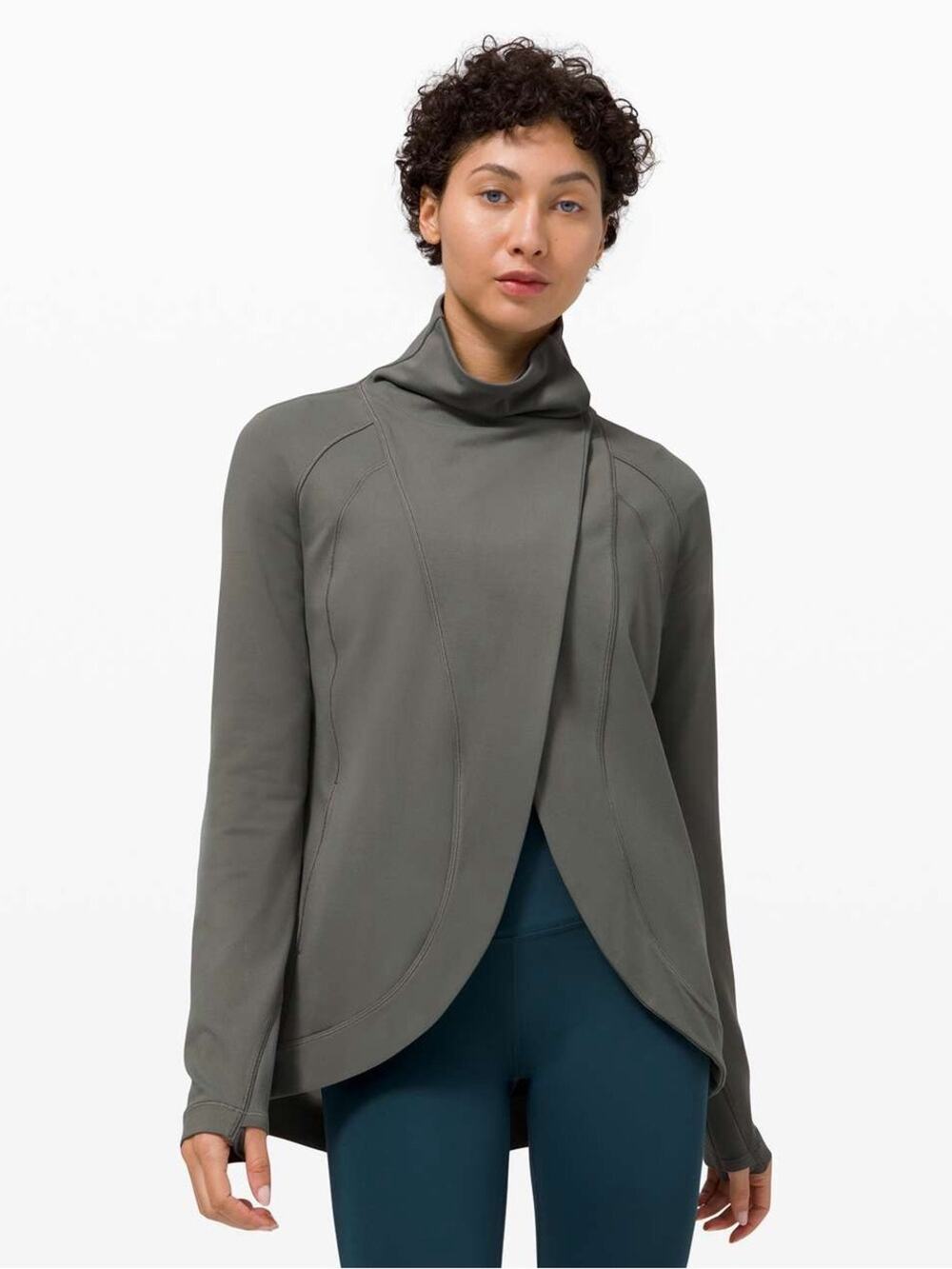 Lululemon Rulu Rally Wrap Cardigan Lightweight Grey Sage Size 6